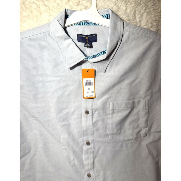 Margaritaville Casual Button Down Collard Men's Shirt Grey Dawn Beach Size XL - Picture 3 of 4